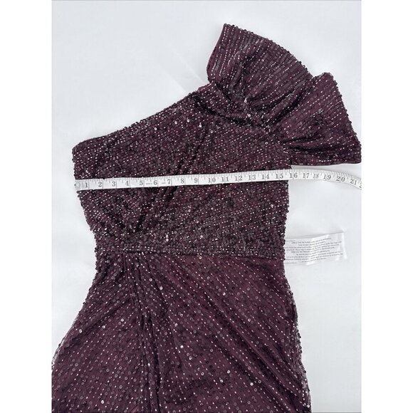 SOLD Mac Duggal Size 8 Purple 5622 EMBELLISHED PUFF ONE SHOULDER Formal GOWN - Picture 10 of 11